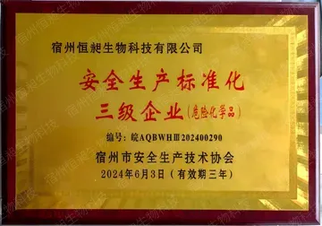 Work Safety Standardization Level III Enterprise certificate